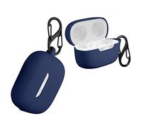 kwmobile Carcasa Compatible con JBL Live Free NC+ TWS Funda - Funda de Silicona antigolpes con mosquetón - Azul Oscuro