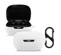 kwmobile Carcasa Compatible con JBL Live Pro Plus Funda - Funda de Silicona antigolpes con mosquetón - Blanco