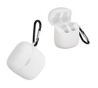 kwmobile Carcasa Compatible con JBL Tune 220TWS / 225TWS Funda - Funda de Silicona antigolpes con mosquetón - Blanco