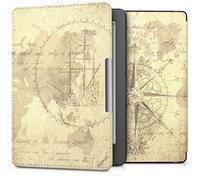 kwmobile Carcasa Compatible con Kobo Aura Edition 2 Funda - Funda con Tapa y Cierre magnético de Cuero sintético - mapamundi Vintage