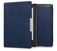 kwmobile Carcasa Compatible con Kobo Aura H2O Edition 1 Funda - Funda con Tapa y Cierre magnético de Cuero sintético - Azul Oscuro