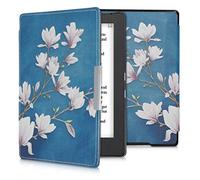 kwmobile Carcasa Compatible con Kobo Aura H2O Edition 1 Funda - Funda con Tapa y Cierre magnético de Cuero sintético - Magnolias