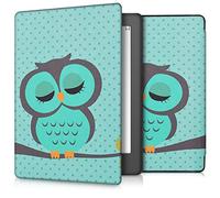 kwmobile Carcasa Compatible con Kobo Aura H2O Edition 2 Funda - Funda con Tapa y Cierre magnético de Cuero sintético - búho dormilón
