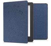 kwmobile Carcasa Compatible con Kobo Aura H2O Edition 2 Funda - Funda con Tapa y Cierre magnético de Cuero sintético - Flores y Mariposas