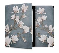 kwmobile Carcasa Compatible con Kobo Aura One Funda - Funda con Tapa y Cierre magnético de Cuero sintético - Magnolias