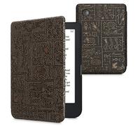 kwmobile Carcasa Compatible con Kobo Clara 2E Funda - Funda con Tapa y Cierre magnético de Cuero sintético - Jeroglíficos egipcios