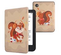 kwmobile Carcasa Compatible con Kobo Clara 2E Funda - Funda con Tapa y Cierre magnético de Cuero sintético - Ardilla lectora