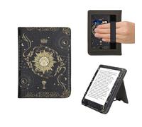 kwmobile Carcasa Compatible con Kobo Clara BW/Colour - Funda con Agarre elástico y Soporte - Figuras del Tarot Azul Oscuro/Amarillo/Negro