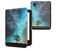 kwmobile Carcasa Compatible con Kobo Clara BW/Colour Funda - Funda con Tapa y Cierre magnético de Cuero sintético - árbol y Estrellas