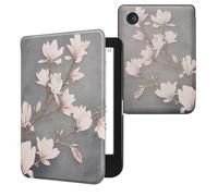 kwmobile Carcasa Compatible con Kobo Clara BW/Colour Funda - Funda con Tapa y Cierre magnético de Cuero sintético - Magnolias