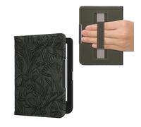 kwmobile Carcasa Compatible con Kobo Clara BW/Colour Funda - Funda e-Book con Solapa y Correa de Mano - Flores en Relieve