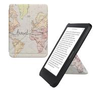 kwmobile Carcasa Compatible con Kobo Clara BW/Colour - Funda magnética de Origami para e-Book - Mapa Mundial Negro/Multicolor