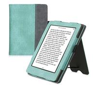 kwmobile Carcasa Compatible con Kobo GLO HD/Touch 2.0 - Funda para e-Book con Cinta y Soporte - Menta/Gris Oscuro