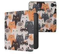 kwmobile Carcasa Compatible con Kobo Libra 2 Funda - Funda con Tapa y Cierre magnético de Cuero sintético - Gatitos
