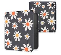kwmobile Carcasa Compatible con Kobo Libra 2 Funda - Funda con Tapa y Cierre magnético de Cuero sintético - Florecillas