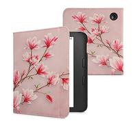 kwmobile Carcasa Compatible con Kobo Libra 2 Funda - Funda e-Book con Solapa y Correa de Mano - Magnolias