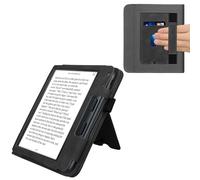 kwmobile Carcasa Compatible con Kobo Libra Colour - Funda con Solapa Correa de Mano y Soporte de Apoyo - Cuero sintético