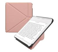 kwmobile Carcasa Compatible con Kobo Libra Colour Funda con Soporte - Funda con Origami y Tapa con Cierre magnéetico - Oro Rosa