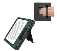 kwmobile Carcasa Compatible con Kobo Libra Colour Funda - Funda con Stand Agarre de Mano y Tarjetero - Verde Oscuro/Gris Oscuro