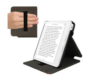 kwmobile Carcasa Compatible con Kobo Libra Colour Funda - Funda con Stand y Cinta de Mano de Cuero sintético - Solo un capítulo más
