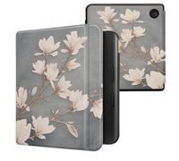 kwmobile Carcasa Compatible con Kobo Libra Colour Funda - Funda con Tapa y Cierre magnético de Cuero sintético - Magnolias