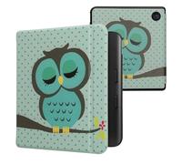 kwmobile Carcasa Compatible con Kobo Libra Colour Funda - Funda con Tapa y Cierre magnético de Cuero sintético - búho dormilón