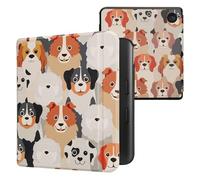 kwmobile Carcasa Compatible con Kobo Libra Colour Funda - Funda con Tapa y Cierre magnético de Cuero sintético - Perros