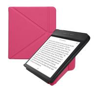 kwmobile Carcasa Compatible con Kobo Libra H2O Funda con Soporte - Funda con Origami y Tapa con Cierre magnéetico - Rosa neón