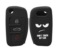 kwmobile Carcasa Compatible con Llavero de Audi Llave de Coche Plegable de 3 Botones Funda - Funda para Mando de Coche de Silicona - Blanco/Negro