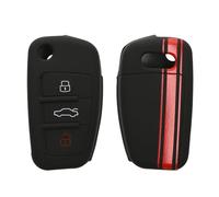 kwmobile Carcasa Compatible con Llavero de Audi Llave de Coche Plegable de 3 Botones Funda - Funda para Mando de Coche de Silicona - Rojo/Negro