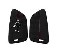 kwmobile Carcasa Compatible con Llavero de BMW Llave de Coche Smart Key de 3 Botones Funda - Funda para Mando de Coche de Silicona - Negro/Rojo