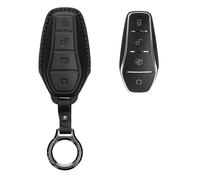 kwmobile Carcasa Compatible con Llavero de BYD Atto 3 / Sealion/Han/Tang/Dolphin/Seal Funda - Funda para Mando de Coche de Cuero con Llavero - Incluye Anillo de Llavero - Negro