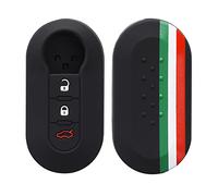 kwmobile Carcasa Compatible con Llavero de Fiat Lancia Llave de Coche Plegable de 3 Botones Funda - Funda para Mando de Coche de Silicona - Verde / Rojo / Negro