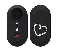 kwmobile Carcasa Compatible con Llavero de Fiat Lancia Llave de Coche Plegable de 3 Botones Funda - Funda para Mando de Coche de Silicona - Blanco / Negro