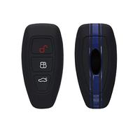 kwmobile Carcasa Compatible con Llavero de Ford Llave de Coche Keyless Go de 3 Botones Funda - Funda para Mando de Coche de Silicona - Azul / Negro
