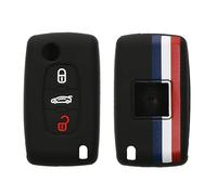 kwmobile Carcasa Compatible con Llavero de Peugeot Citroen Llave de Coche de 3 Botones Funda - Funda para Mando de Coche de Silicona - Azul/Rojo/Blanco