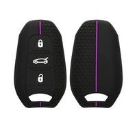 kwmobile Carcasa Compatible con Llavero de Peugeot Citroen Llave de Coche Smartkey Funda - Funda para Mando de Coche de Silicona - Negro / Violeta