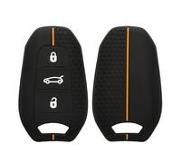 kwmobile Carcasa Compatible con Llavero de Peugeot Citroen Llave de Coche Smartkey Funda - Funda para Mando de Coche de Silicona - Negro/Naranja