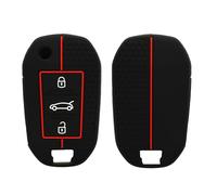 kwmobile Carcasa Compatible con Llavero de Peugeot Citroen Llave de Coche Smartkey Funda - Funda para Mando de Coche de Silicona - Negro/Rojo