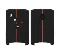kwmobile Carcasa Compatible con Llavero de Renault Llave de Coche de 4 Botones (Solo Keyless Go) Funda - Funda para Mando de Coche de Silicona - Negro / Rojo