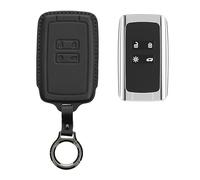 kwmobile Carcasa Compatible con Llavero de Renault Llave de Coche Smart Key Funda - Funda para Mando de Coche de Cuero con Llavero - Incluye Anillo de Llavero - Negro