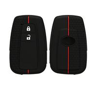 kwmobile Carcasa Compatible con Llavero de Toyota Llave de Coche de 2 Botones Smart Key Funda - Funda para Mando de Coche de Silicona - Negro / Rojo