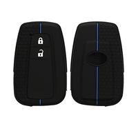 kwmobile Carcasa Compatible con Llavero de Toyota Llave de Coche de 2 Botones Smart Key Funda - Funda para Mando de Coche de Silicona - Negro / Azul