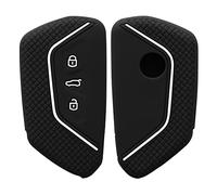 kwmobile Carcasa Compatible con Llavero de VW Golf 8 Llave de Coche de 3 Botones Funda - Funda para Mando de Coche de Silicona - Negro Brillante / Blanco