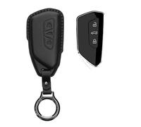 kwmobile Carcasa Compatible con Llavero de VW Golf 8 Llave de Coche de 3 Botones Funda - Funda para Mando de Coche de Cuero con Llavero - Incluye Anillo de Llavero - Negro