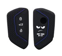 kwmobile Carcasa Compatible con Llavero de VW Golf 8 Llave de Coche de 3 Botones Funda - Funda para Mando de Coche de Silicona - Blanco / Negro / Azul