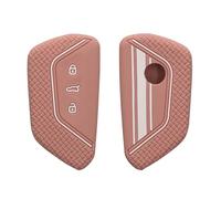 kwmobile Carcasa Compatible con Llavero de VW Golf 8 Llave de Coche de 3 Botones Funda - Funda para Mando de Coche de Silicona - Blanco / Oro Rosa
