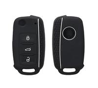kwmobile Carcasa Compatible con Llavero de VW Skoda Seat Llave de Coche de 3 Botones Funda - Funda para Mando de Coche de Silicona - Blanco/Negro