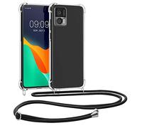 kwmobile Carcasa Compatible con Motorola Edge 30 Neo Funda con Cuerda - Funda con Correa Colgante - Cordón Ajustable - Bordes elevados