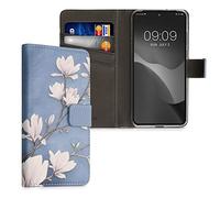 kwmobile Carcasa Compatible con Motorola Edge 30 Neo Funda - Funda con Tarjetero y Stand de Cuero sintético - Magnolias